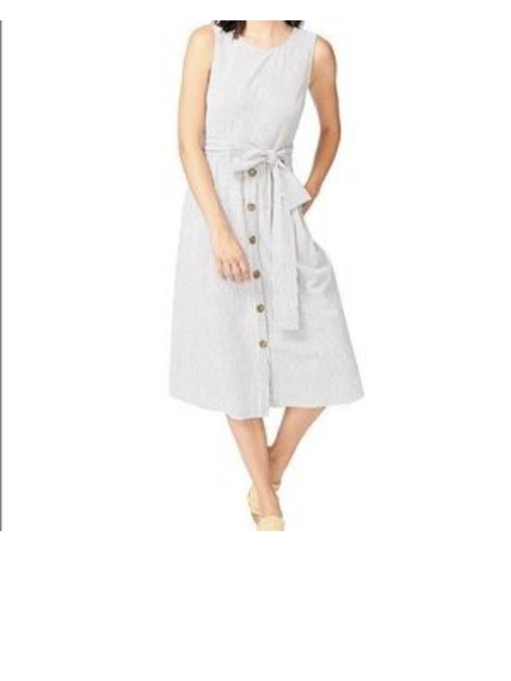 COURT & ROWE Blue and White Striped Wrap Midi Dress